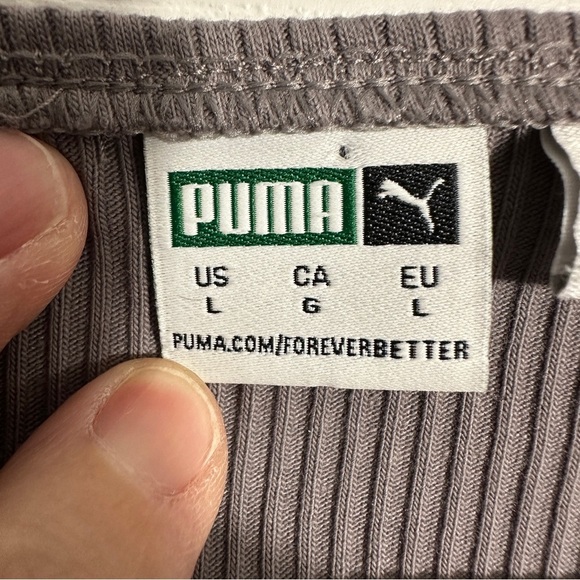 Sz. L Puma wrap crop top, gray, stretch, long sleeve, casual, date night - Picture 4 of 10